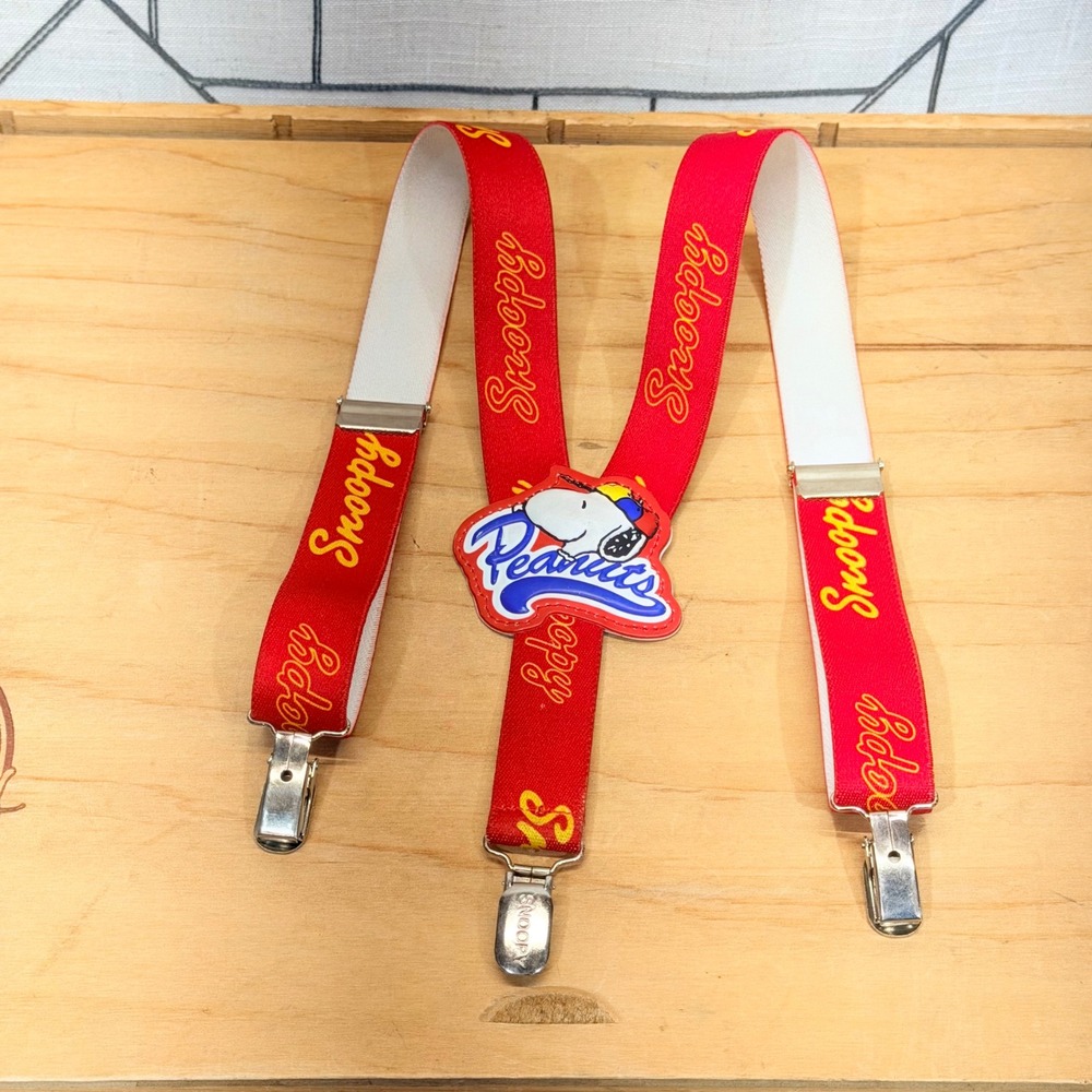 Vintage Peanuts‎ Snoopy Red Suspenders Y-Back Adjustable Elastic Metal Clips